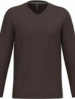 Kariban K 358 Pánske tričko s výstrihom do V a dlhými rukávmi 20.K358 chocolate