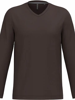 K 358 Pánské tričko do V s dl. rukávem model 22507758 chocolate - Kariban