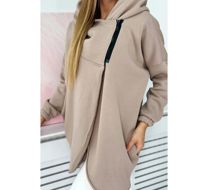 Krátka mikina na zips tmavo béžová Krátka mikina na zips tmavo béžová