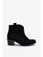 Zazoo 3426 Damskie Zamszowe Botki Kowbojki Czarne
