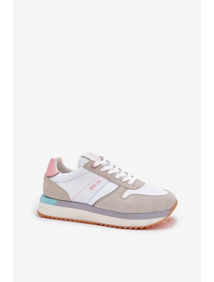 Zamszowe Sneakersy Damskie Big Star RR274A047 HI-POLY SYSTEM Beżowo-Białe