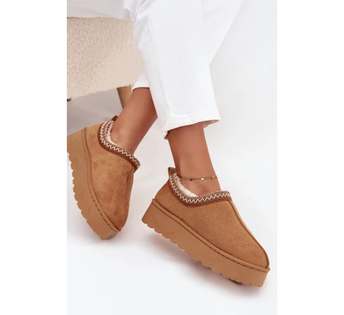 Nízké dámské sněhule s výšivkou na platformě Camel model 21711305 - Boto