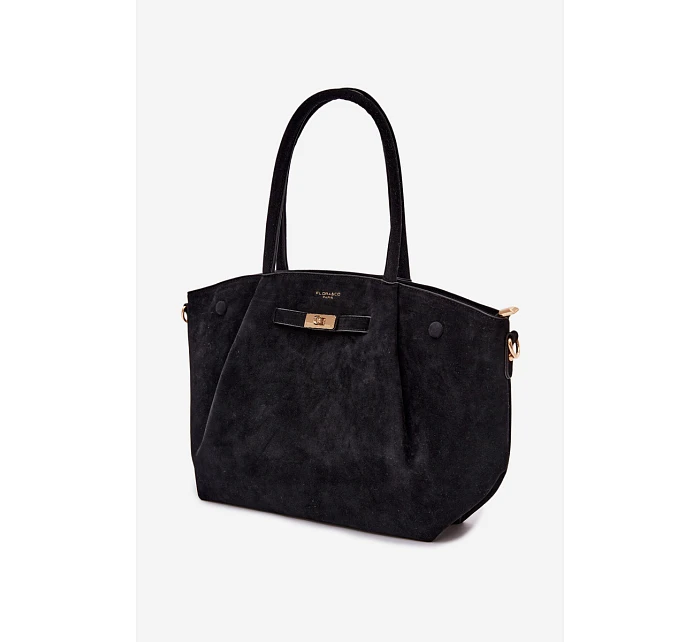 Shopper kabelka z imitace semiše Černá Nellia