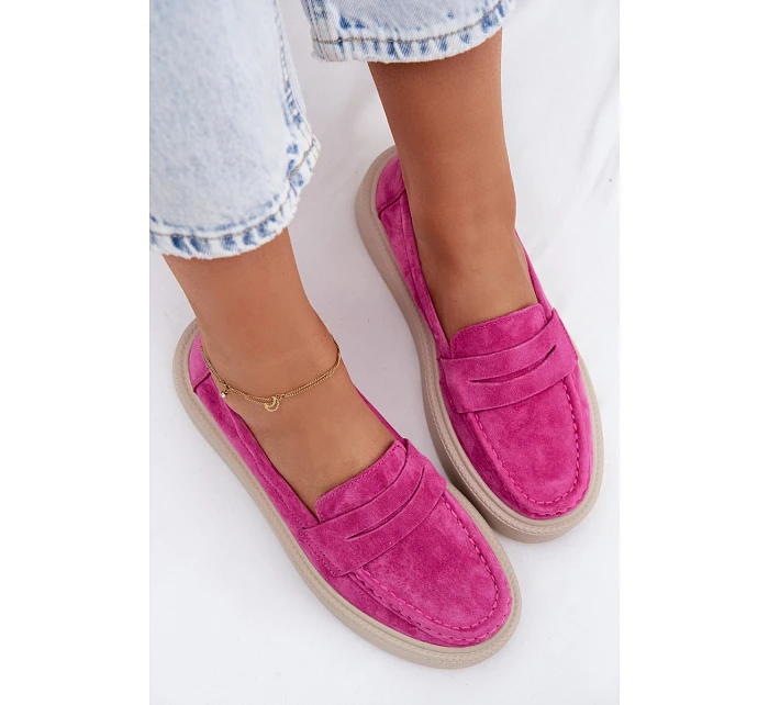 Mokasiny z pravé semišové kůže na platformě Vinceza Fuksja Mokasiny z pravé semišové kůže na platformě Vinceza Fuksja