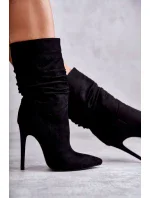 Dámske mačkané čižmy Čierne Laguna