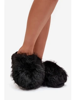 Dámske kožušinové papuče - čierne Iseline