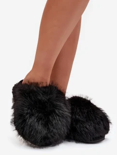 Dámske kožušinové papuče - čierne Iseline