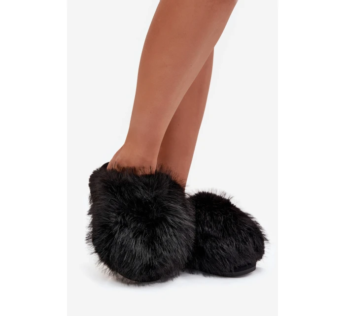 Dámske kožušinové papuče - čierne Iseline Dámske kožušinové papuče - čierne Iseline
