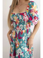 Viskózové šaty s volánovým výstrihom 29476 zelené - Kesi Viskózové šaty s volánovým výstrihom 29476 zelené - Kesi