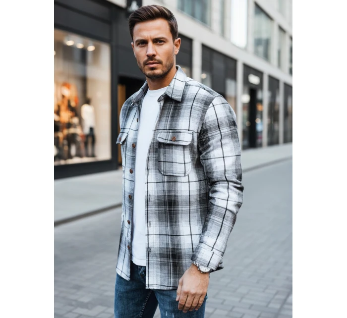 Pánská černobílá kostkovaná košile Dstreet model 21994105 - FashionStreet Pánská černobílá kostkovaná košile Dstreet model 21994105 - FashionStreet