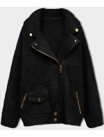 Krátka čierna vlnená bunda typu "alpaka" (553)