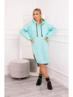 Šaty s kapucí a bočním rozparkem mint Šaty s kapucí a bočním rozparkem mint