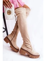 Dámské semišové boty světle béžová model 21593726 - Boto