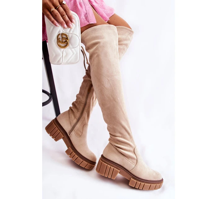 Dámské semišové boty světle béžová model 21593726 - Boto