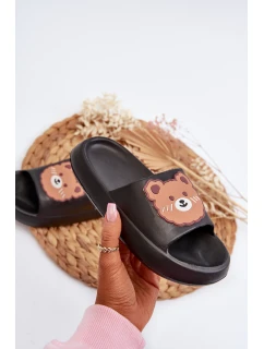 Dziecięce Lekkie Klapki Z Misiem Czarne Lindeheta