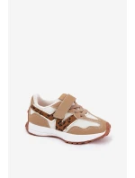 Dětské tenisky na suchý zip s leopardím vzorem tmavě béžové model 21688089 - Boto