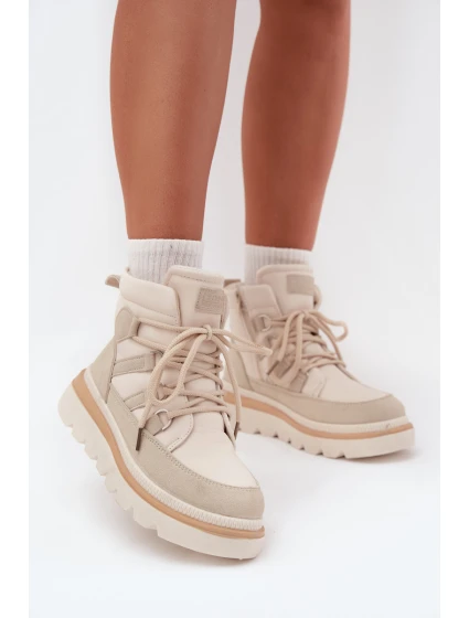 Damskie Botki Trapery Na Platformie Jasnobeżowe Liorae Damskie Botki Trapery Na Platformie Jasnobeżowe Liorae