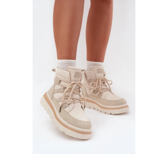 Damskie Botki Trapery Na Platformie Jasnobeżowe Liorae Damskie Botki Trapery Na Platformie Jasnobeżowe Liorae