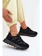 Kožené semišové dámské tenisky na platformě Vinceza 41520 Černé