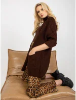 Dámsky sveter LO SW LK 3002 kardigan.98P tmavo hnedý