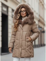 Dámská zimní bunda dlouhá prošívaná s kapucí béžová Dstreet model 21991807 - FashionStreet