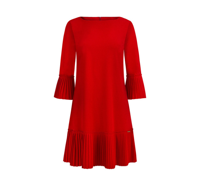 Červené pohodlné dámské plisované šaty model 7520041 - numoco