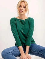 Voľná blúzka so zaväzovaním v spodnej časti tmavozelená (4691)