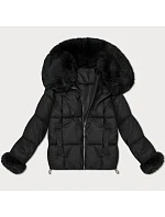 Černá dámská péřová bunda s límcem model 21393885 - S'WEST Černá dámská péřová bunda s límcem model 21393885 - S'WEST