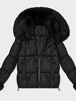 Dámska páperová bunda s kožušinovým golierom S'West black (B8527-1)