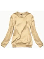 Světle béžová dámská tepláková mikina se stahovacími lemy model 21466528 - J.STYLE Světle béžová dámská tepláková mikina se stahovacími lemy model 21466528 - J.STYLE