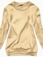 Dámska mikina s rebrovanou manžetou svetlá béžová (W01-159)