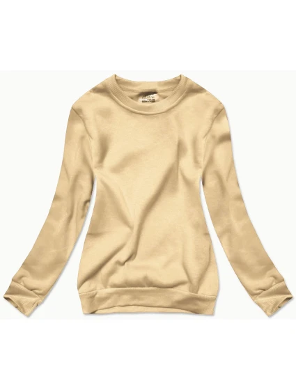 Světle béžová dámská tepláková mikina se stahovacími lemy model 21466528 - J.STYLE Světle béžová dámská tepláková mikina se stahovacími lemy model 21466528 - J.STYLE