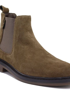 Pánské kožené kotníkové boty v barvě khaki model 22348429 - Big Star