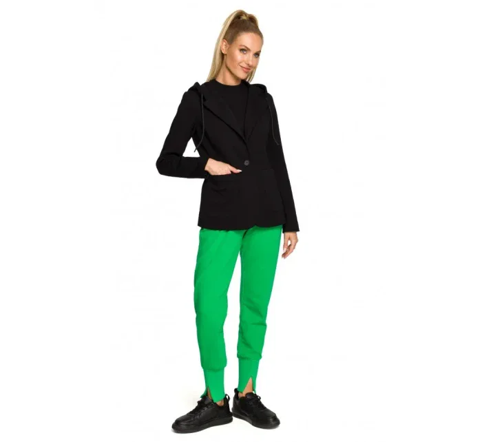 model 17626046 Bunda s kapucí a jedním knoflíkem černá - Moe