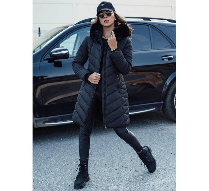 prošívaná dámská zimní bunda s kapucí černá Dstreet model 21980341 - FashionStreet