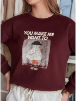 Dámská oversize mikina s potiskem vínová Dstreet model 21988091 - FashionStreet