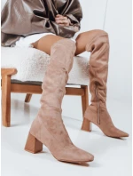Dámske semišové béžové čižmy FashionStreet ZY1244 Dámske semišové béžové čižmy FashionStreet ZY1244