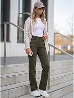 Dámske džínsy s pravidelným strihom a vysokým pásom, zelené, FashionStreet UY3093