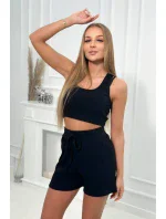 Pruhovaná souprava se šortkami černá Pruhovaná souprava se šortkami černá