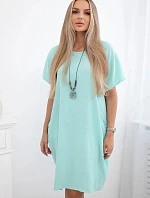 Šaty s vreckami a príveskom mätovej farby