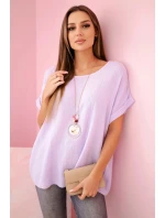 Mušelínová halenka s náhrdelníkem světle fialová Mušelínová halenka s náhrdelníkem světle fialová