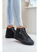 Ocieplane Trampki Damskie Z Przeszyciami Big Star OO274A480 Czarne Ocieplane Trampki Damskie Z Przeszyciami Big Star OO274A480 Czarne