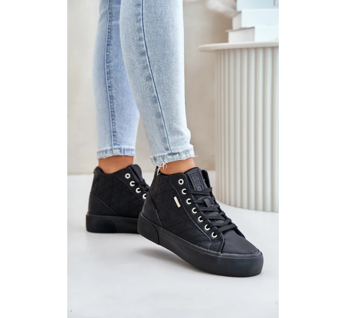 Ocieplane Trampki Damskie Z Przeszyciami Big Star OO274A480 Czarne Ocieplane Trampki Damskie Z Przeszyciami Big Star OO274A480 Czarne