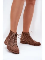 Niskie Botki Z Ażurowym Wzorem S.Barski HY51-185 Brązowe