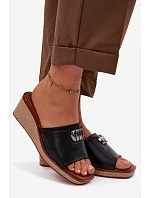 Dámské pantofle na platformě s   Černé model 22101421 - SERGIO LEONE