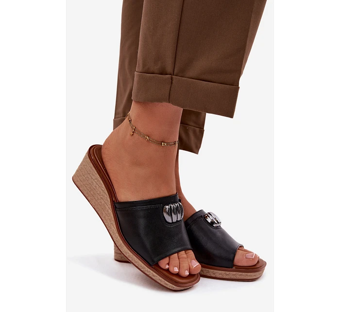 Dámské pantofle na platformě s   Černé model 22101421 - SERGIO LEONE