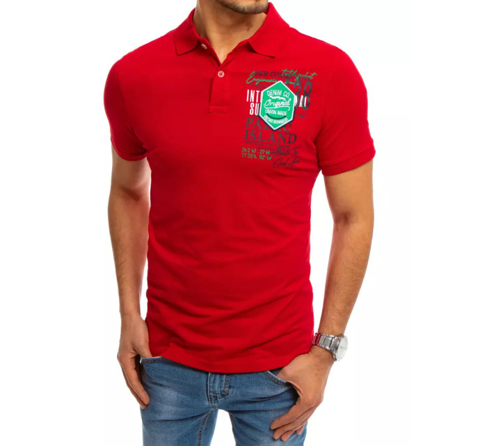 Červené polo tričko s potlačou Dstreet PX0367