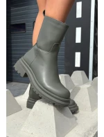 Dámské kotníkové boty na platformě Khaki tmavě zelená model 21873328 - Inello