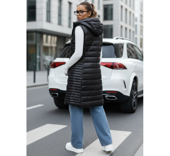 Dámska prešívaná vesta s kapucňou čierna FashionStreet TY5255
