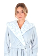 Dámsky župan Flora s kapucňou krátky 4856 Jednofarebný ľadovo modrý - Vestis Dámsky župan Flora s kapucňou krátky 4856 Jednofarebný ľadovo modrý - Vestis